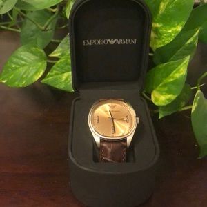 NIB Emporio Armani Quartz Leather Strap Watch